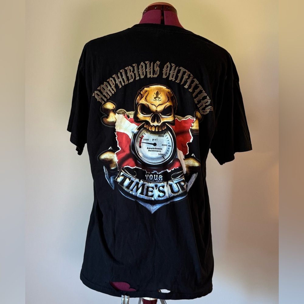 Scuba Divers Amphibeous Outfitters SKULL Logo You're Times Up TShirt XL Black